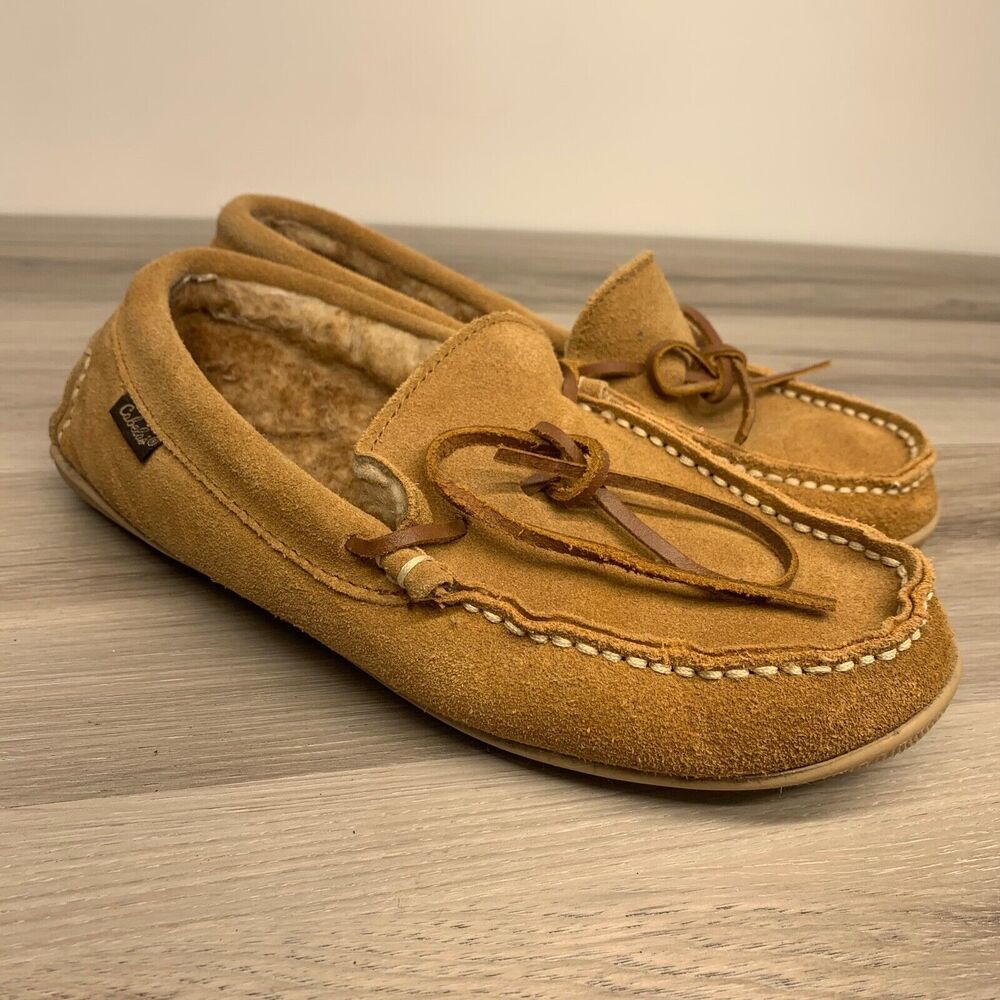 Cabelas Women’s Size 9M Moccasins Slippers Lined Beige House Shoes